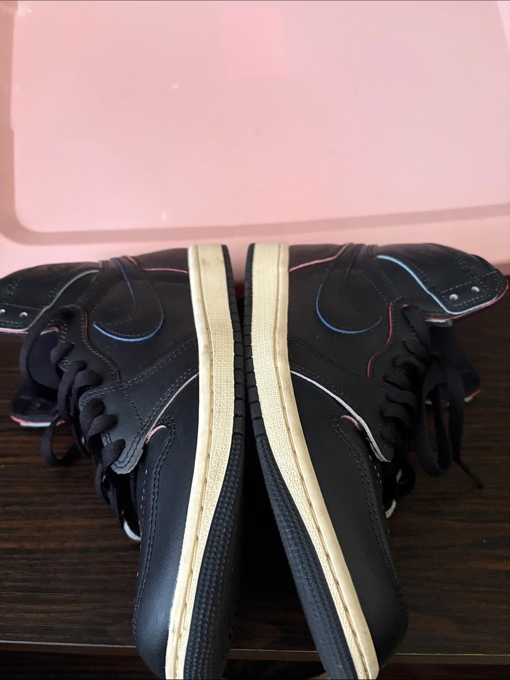 Nike Air Jordan Black High-Top Sneakers with Multicolor Piping EUC
